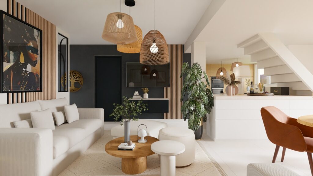 autre vue salon feng shui intérieur blanc